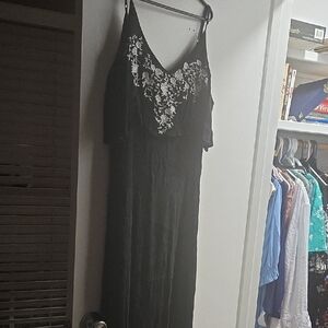 Rue21 Black Dress with White Floral Embroidery